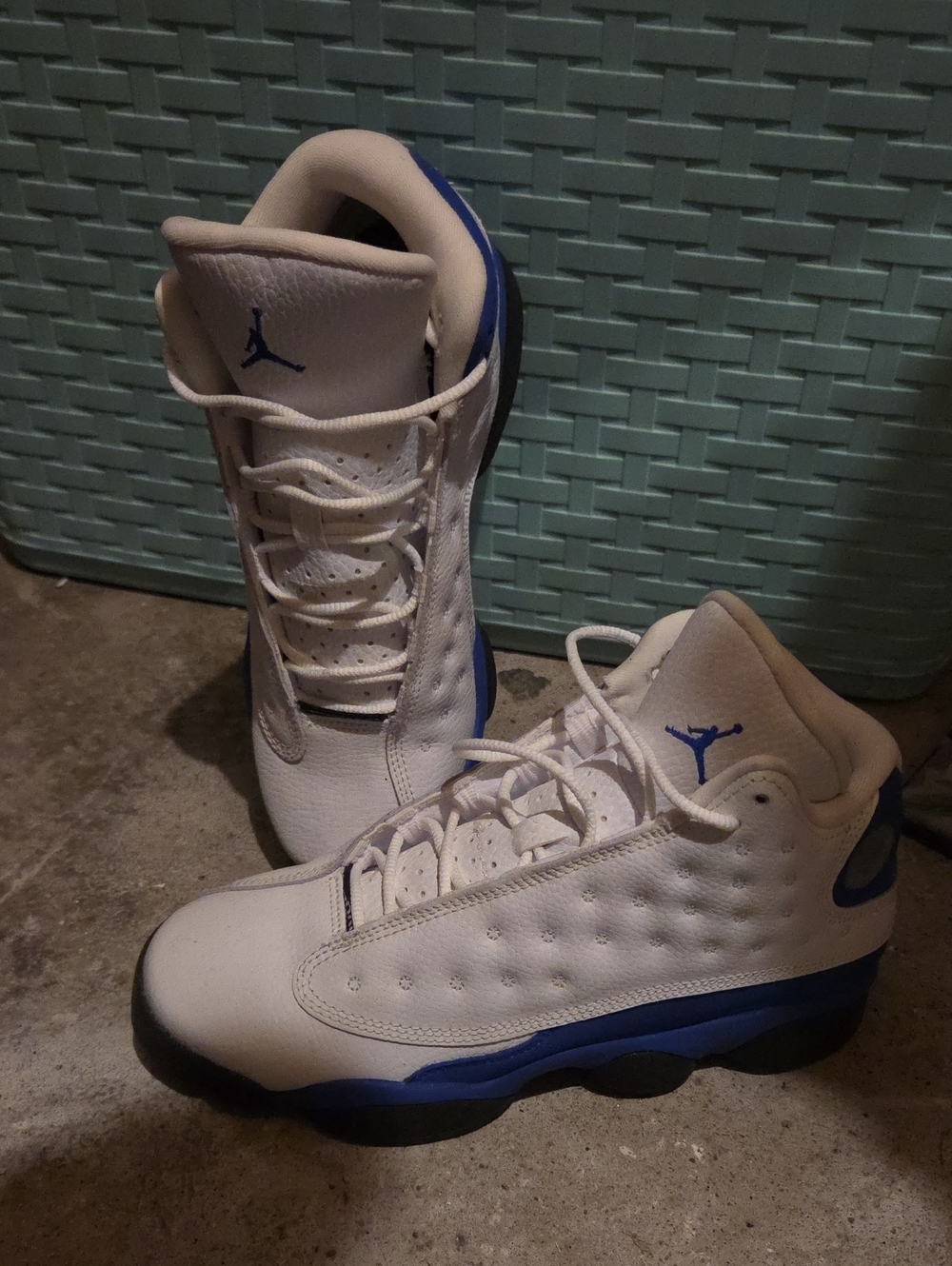 Jordan Kids' White and Blue Retro Basketball Sneakers